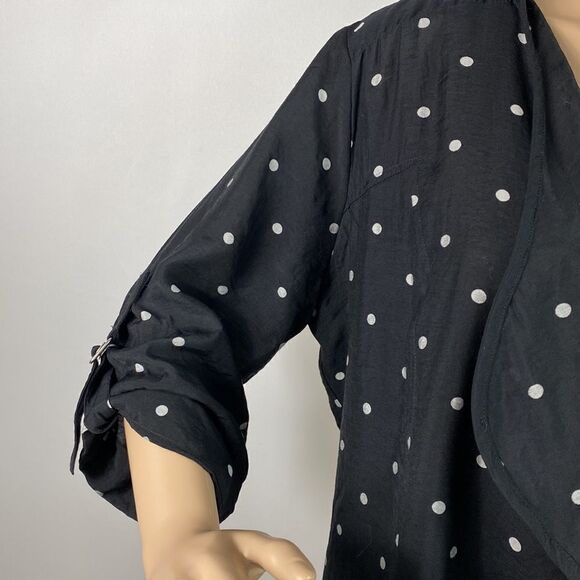 Chico’s black & white polka dot open front cardigan size M - Picture 2 of 7